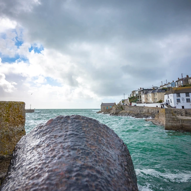 view from the cannons on the Porthleven harbour entrance