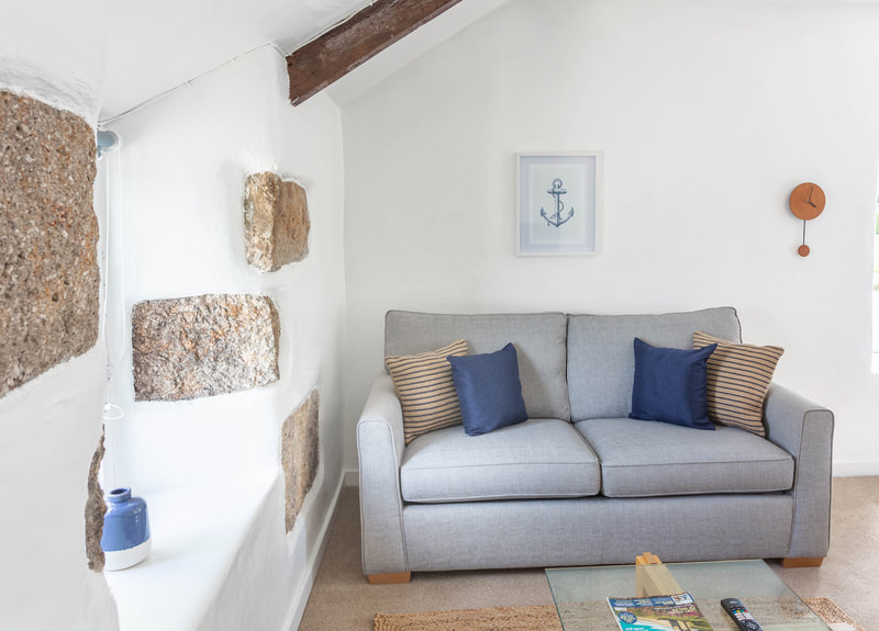 interior layout of lounge in Sweet Pea holiday cottage in Penzance 