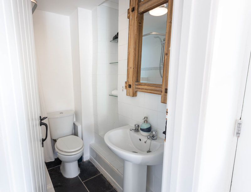bathroom inside Sweet Pea holiday cottage in Penzance Cornwall