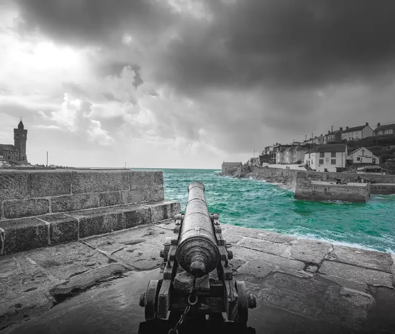 Porthleven harbour canons