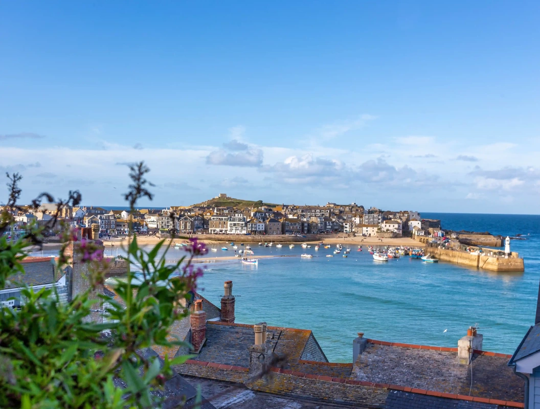 view of St Ives town and Harbour located in Cornwall